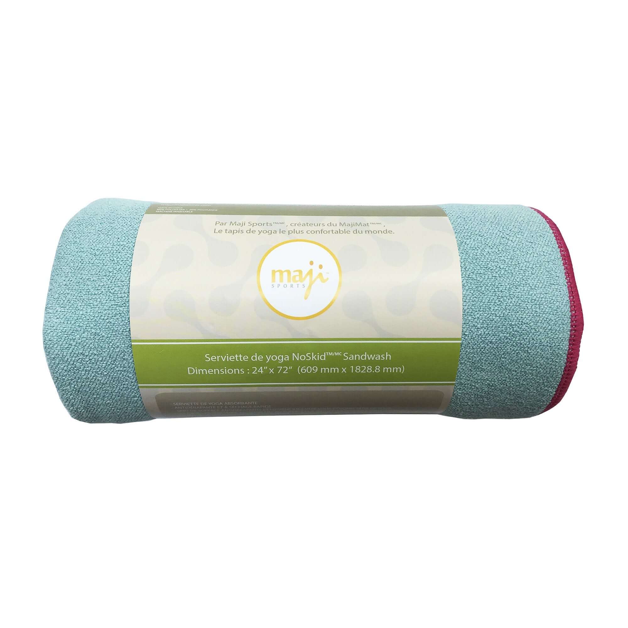 NoSkid Sand-Washed Yoga Mat Towel in various colors, showcasing its soft suede-like texture and slip-resistant surface.